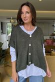 Made in Italy Hush Button Knit Waistcoat Khaki